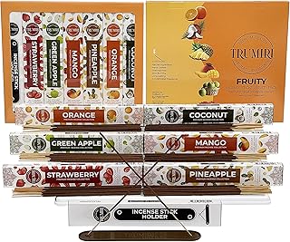 Fruity Incense Kit Variety Pack & Incense Holder - Gift Set - 120 Incense Sticks (6 fragrances x 20 Count Each) - Natural,...
