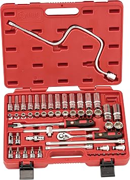 Genius Tools 54 Piece 3/8" Dr. Metric Hand Socket & Hex Bit Socket Set EU-354M