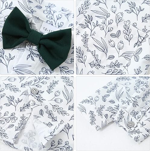 Vista 2 de YALLET Ropa de Traje para Bebé Niño Caballero Conjuntos de Boda, Camisa de Vestir Formal + Pajarita + Chaleco + Boutonniere + Pantalones con Tirantes