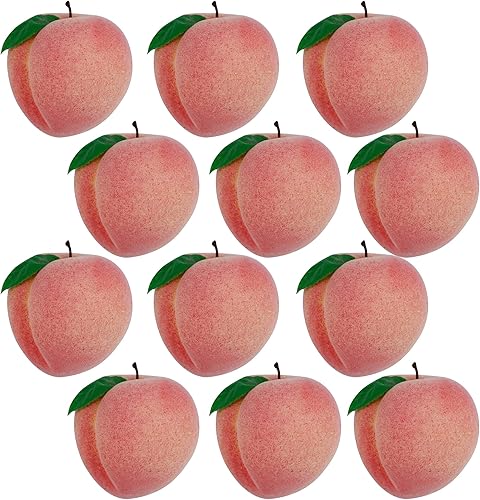 12 piezas de fruta artificial de simulación de durazno para el hogar, cocina, mesa, gabinete, decoración de fiesta, accesorios de fotografía
