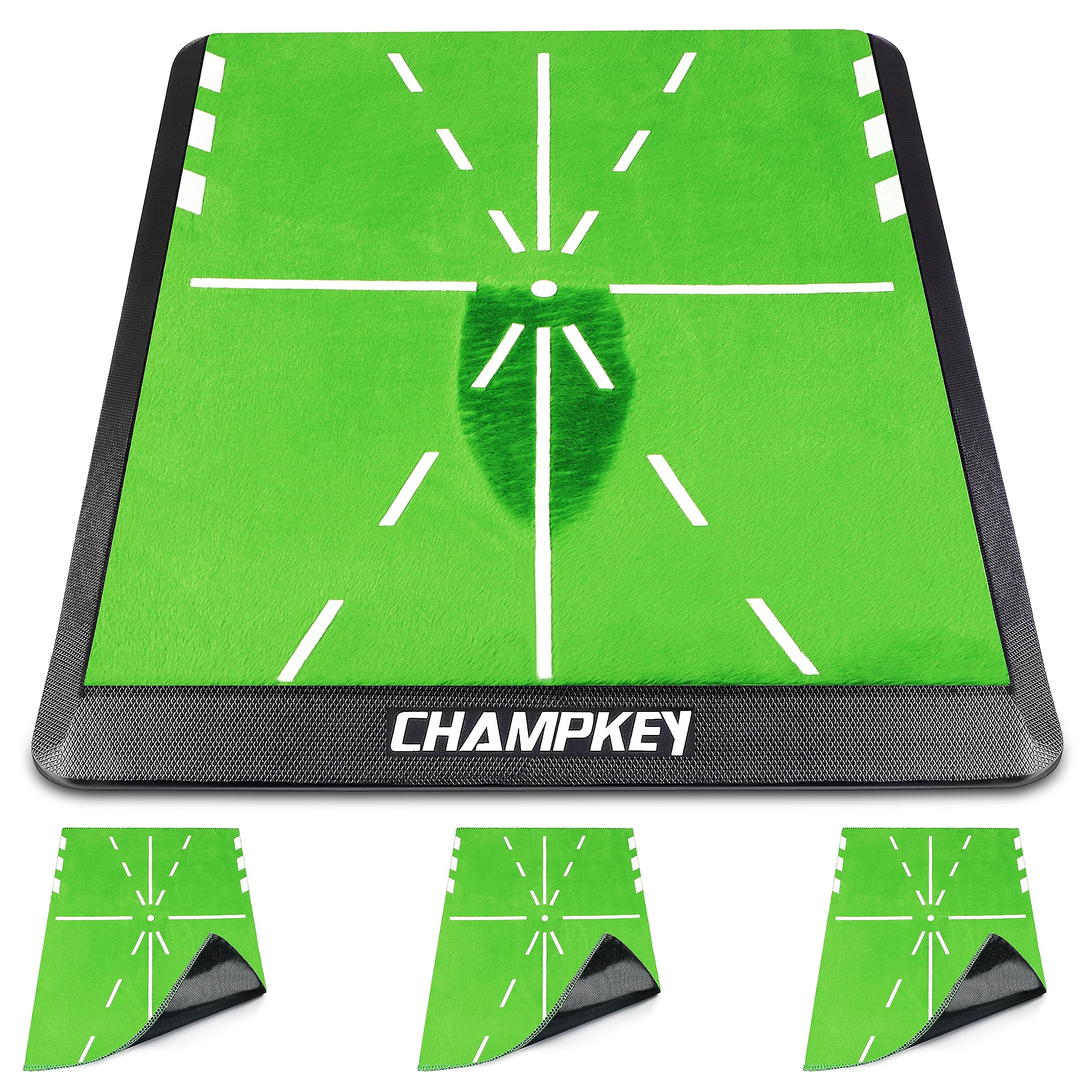 CHAMPKEY Replaceable Impact Golf Mat 1.0 Version - Come with 3 Extra Replacement Pads - Instant Feedback Golf Practice Mat (13