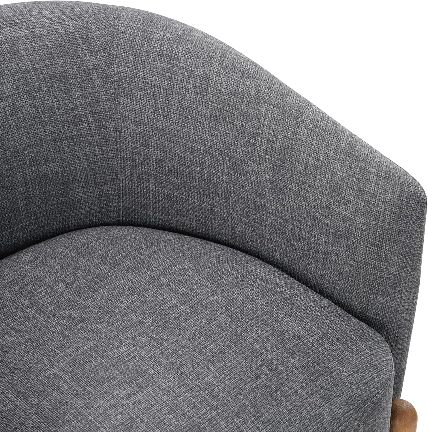 Lexicon Modern Accent Chair, Textured Fabric Barrel Seat with Solid Wood Legs, Upholstered Single Sofa Chairs for Living Room/Bedroom/Office/Apartment, Gray