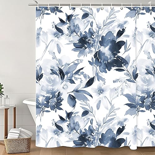 Miniatura 9 de Cortina de ducha con flores de margaritas rosas florales, cortinas de ducha de baño, decoración del hogar, tela impermeable lavable a máquina con 12