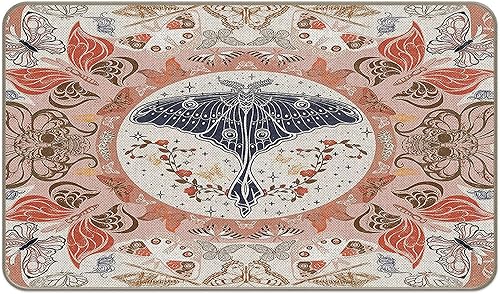Tapete psicodélico para puerta de entrada con diseño de mariposa y polilla de mariposa de 17 x 30 pulgadas, decoración de puerta delantera, porche,