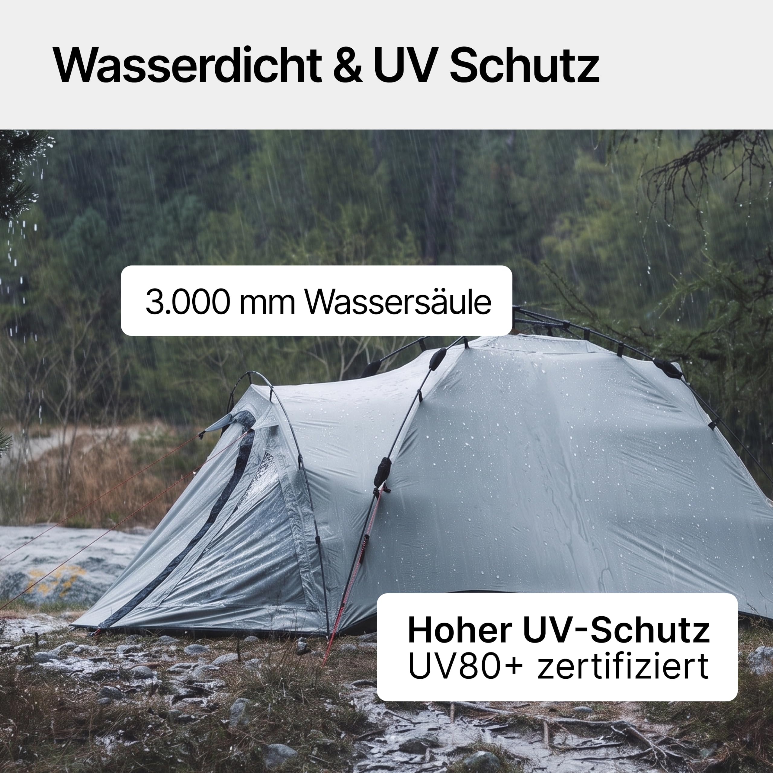 qeedo Quick Oak Dark Series Campingzelt mit abgedunkelter Schlafkabine, nachtschwarz - Sekundenzelt mit Quick-Up-System stabil & wasserdicht, ideal für Camping & Festival, Komfort-Zelt für 3 Personen