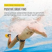 Vista 2 de FINIS Positive Drive - Aletas de natación para los cuatro tiempos, ajuste ergonómico, correa de talón ajustable, color amarillo