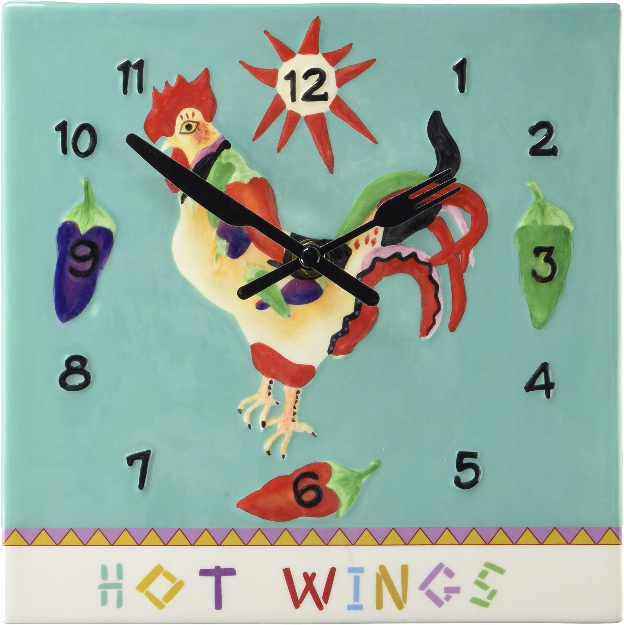 Westland Giftware Sharon Neuhaus Ceramic Wall Clock Hot Wings, 9-Inch