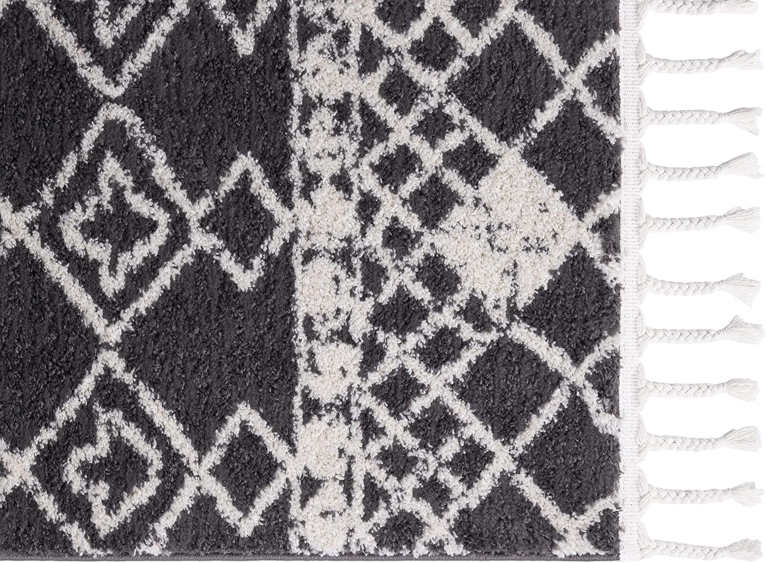 Livingroom Rugs Tribal Moroccan Area Rugs Bohemian, Navajo Black and Ivory 5' x 7'