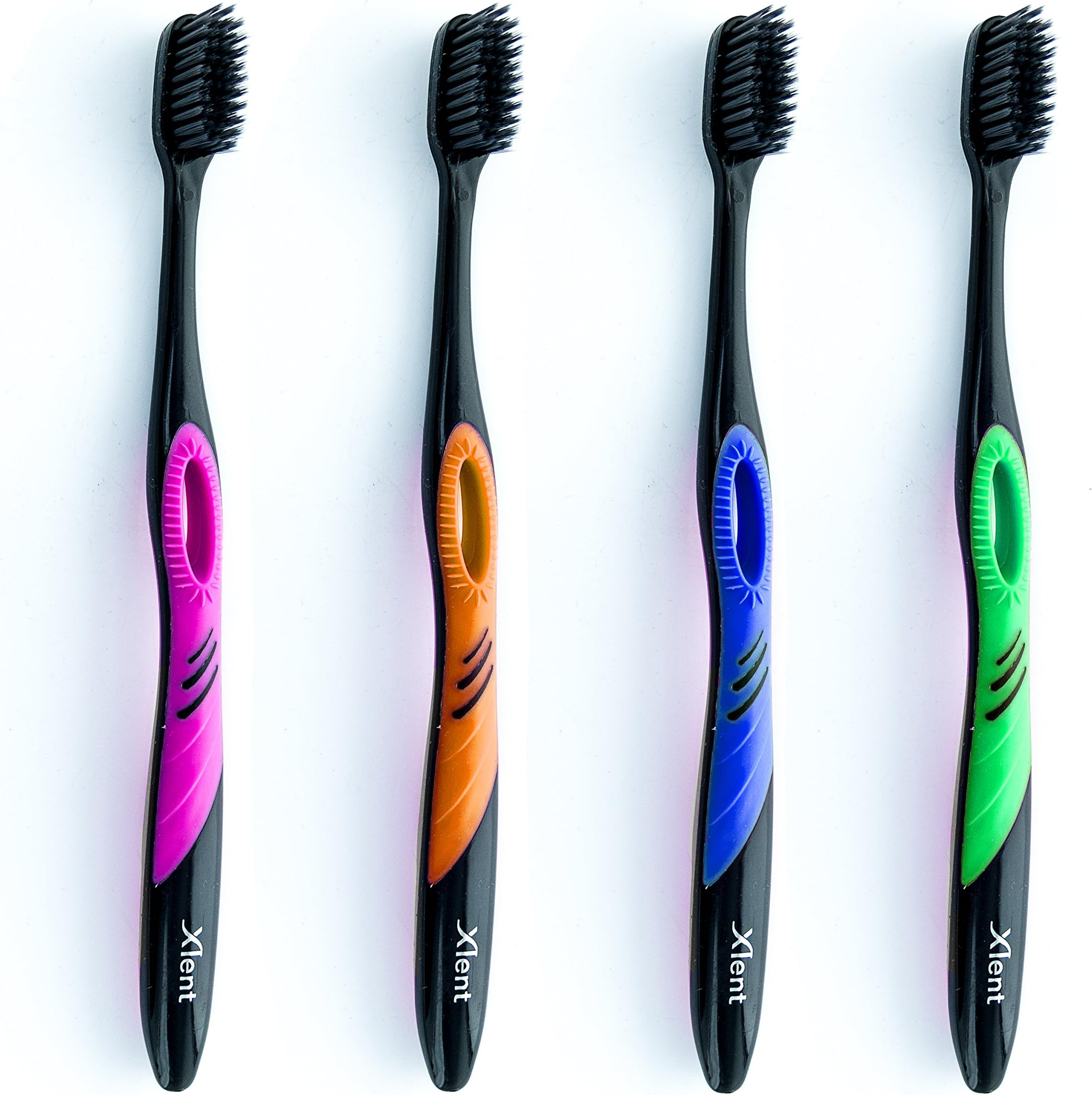 Xlent SMYL Activated Charcoal Toothbrush – Ultra Soft Tapered Bristles, Compact Head & Slim Design | 4 Count