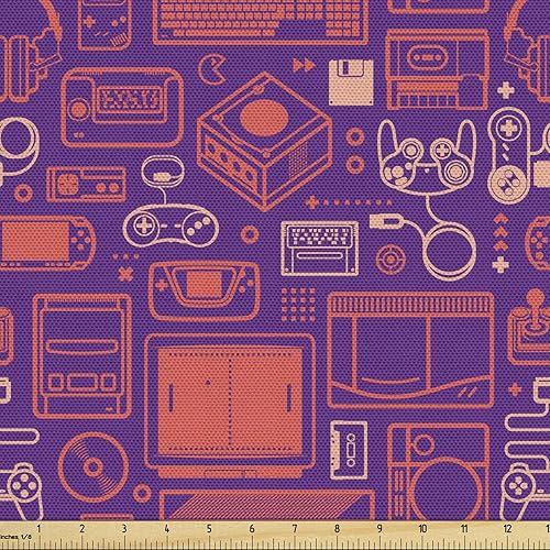 Vista 585 de Ambesonne Tela beige de The Yard, ilustración contemporánea de animales marinos en estilo retro, arte de caballito de mar de cangrejo de pulpo, tela