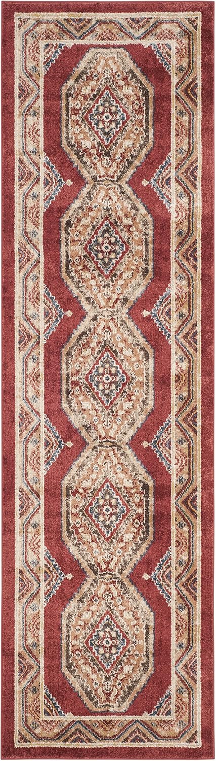 SAFAVIEH Bijar Collection 2'3" x 6' Red / Rust BIJ647R Traditional Oriental Distressed Non-Shedding Living Room Entryway Foyer Hallway Bedroom Runner Rug