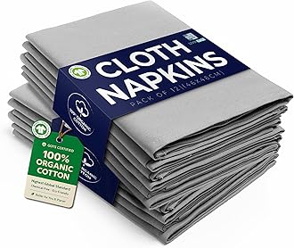 LivinEase Cotton Cloth Napkins Set of 12-100% Cotton 46 x 46 cm Reusable Oversized Grey Dinner Napkins - Heavy Weight Hotel Quality Pure Fabric - Ideal for Home Use & Events (Grey)