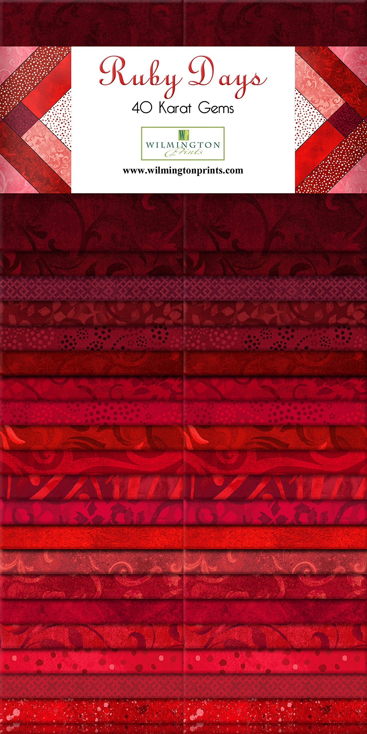 Wilmington Prints Q842-3-842 2-1/2in Strips Ruby Days 40Pcs 2-1