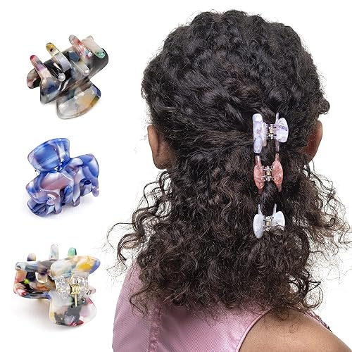 Miniatura 7 de 6 pinzas pequeñas de acetato para el cabello para mujer, 1.4 pulgadas, antideslizantes, súper lindas, para varios tipos de cabello, pinzas de moda