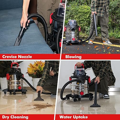 Miniatura 7 de Shop-Vac Aspiradora inalámbrica en húmedo y seco de 20 V, 5 galones, 4.7 CV pico, succión fuerte de 10 kPa y soplador, aspiradora de tienda