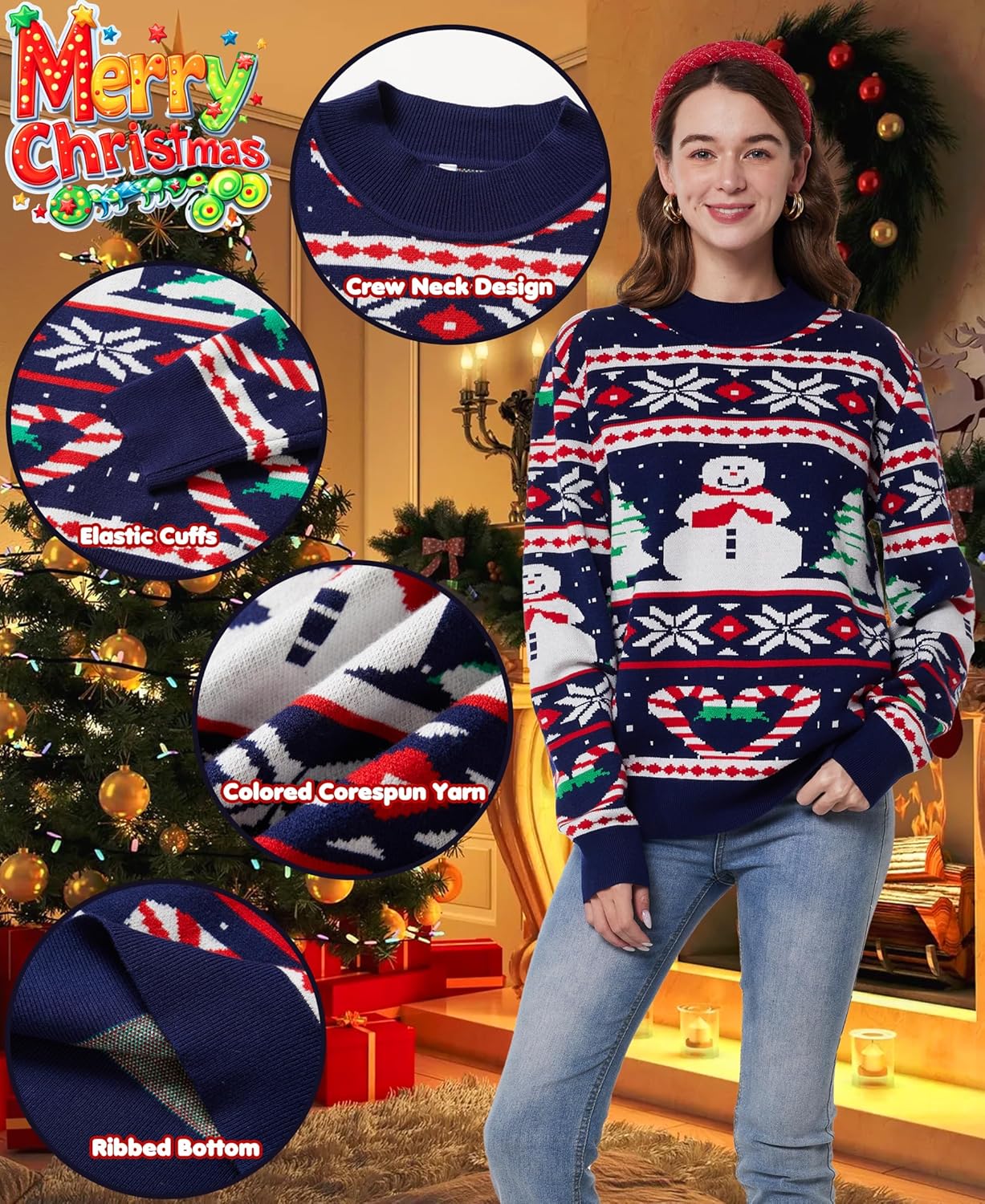 Unisex Ugly Christmas Sweaters Adult Long Sleeve Crewneck Sweaters Funny Top Pullover Xmas Party Family Gatherings - Image 4