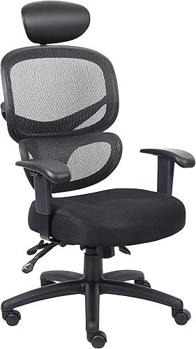 Boss Office Products Silla multifunción con reposacabezas en negro