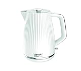 Tefal Loft Electric Kettle, 1.7L, Fast Boil, Cordless Kettle, Water level Window, 3000W, Removable Anti-Scale Filter, Quiet, Precise Pouring Spout, KO250140, White Glossy Finish
