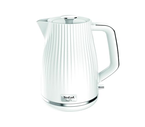 Tefal Loft Electric Kettle 1.7L Fast Boil Cordless Kettle Water level Window 3000W Removable Anti-Scale Filter Quiet Precise Pouring Spout KO250140 White Glossy Finish