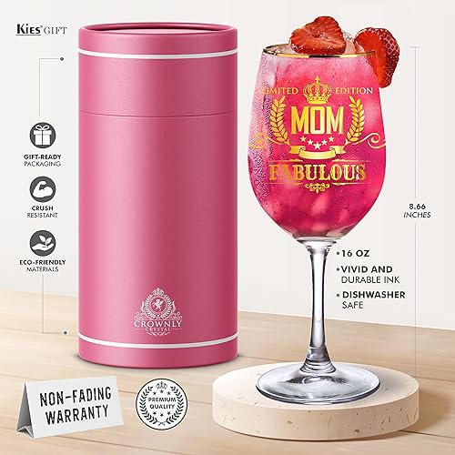 Miniatura 3 de Kies Regalos de regalo para mamá, copa de vino, regalos personalizados para mujeres, regalos de cumpleaños para mujeres, caja de regalo de vino