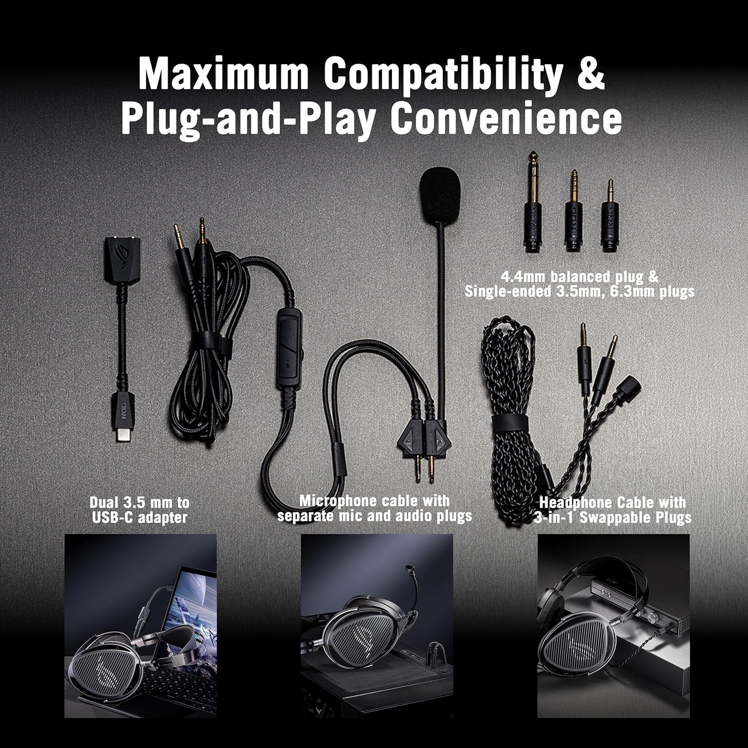 ASUS ROG Kithara Gaming/Audiophile Open-Back Wired Headphones with Mic – ROG-Tuned HIFIMAN Planar Magnetic Drivers, Adjustable Headband, Extra Ear Pads, Compatible with DACs, Amps, PC, Console, Mobile - Image 6