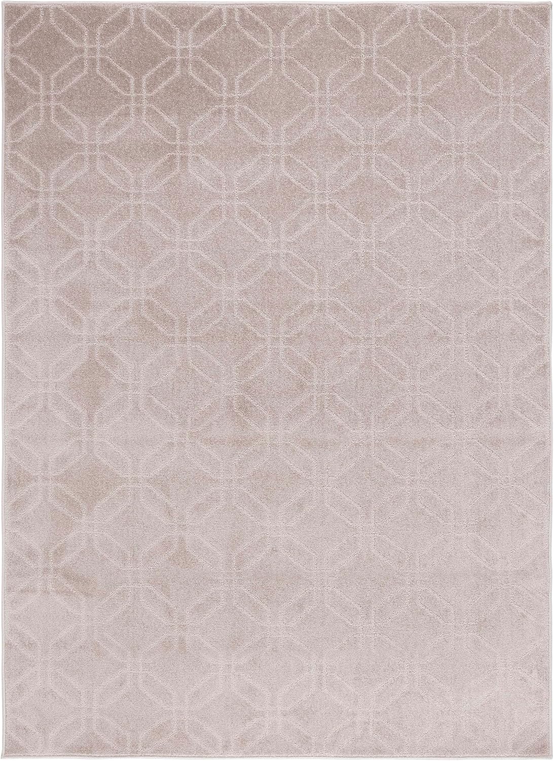 SAFAVIEH Pattern and Solid Collection Area Rug - 5'3" x 7'6", Beige, Geometric Design, Non-Shedding & Easy Care, Ideal for High Traffic Areas in Living Room, Bedroom (PNS406B)