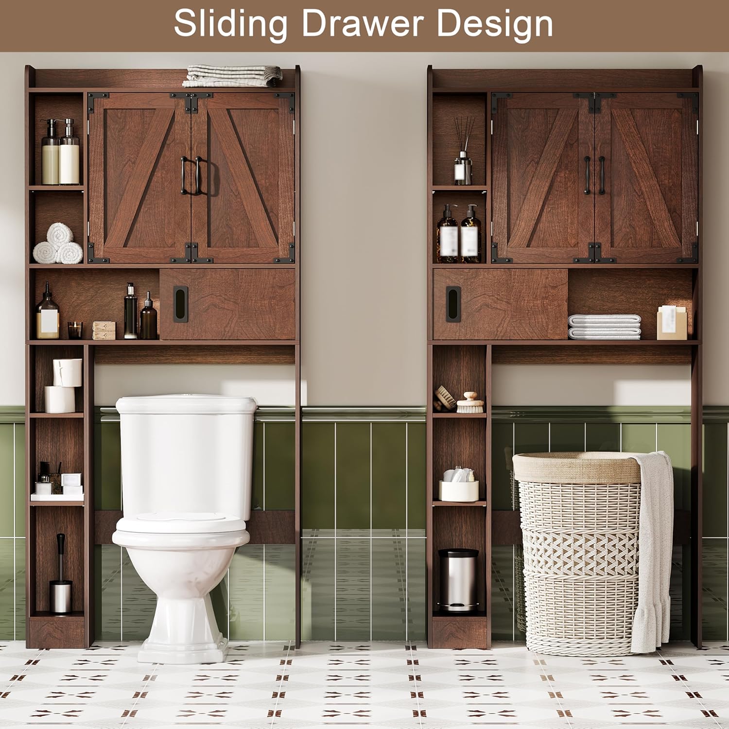 ChooChoo Over-the-Toilet Storage Cabinet with sliding door feature