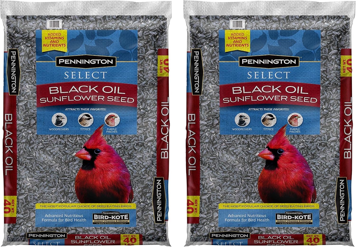Pennington Select Black Oil Sunflower Seed Wild Bird Seed Feed, 40 Lbs (Pack of 2) Made in USA