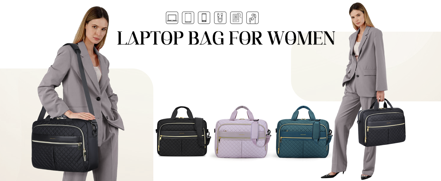 Borsa Per Laptop 15.6 Pollici Uomo Donna - Nylon Impermeabile, Leggera, Tracolla Regolabile, Per Ufficio E Viaggi, Nero