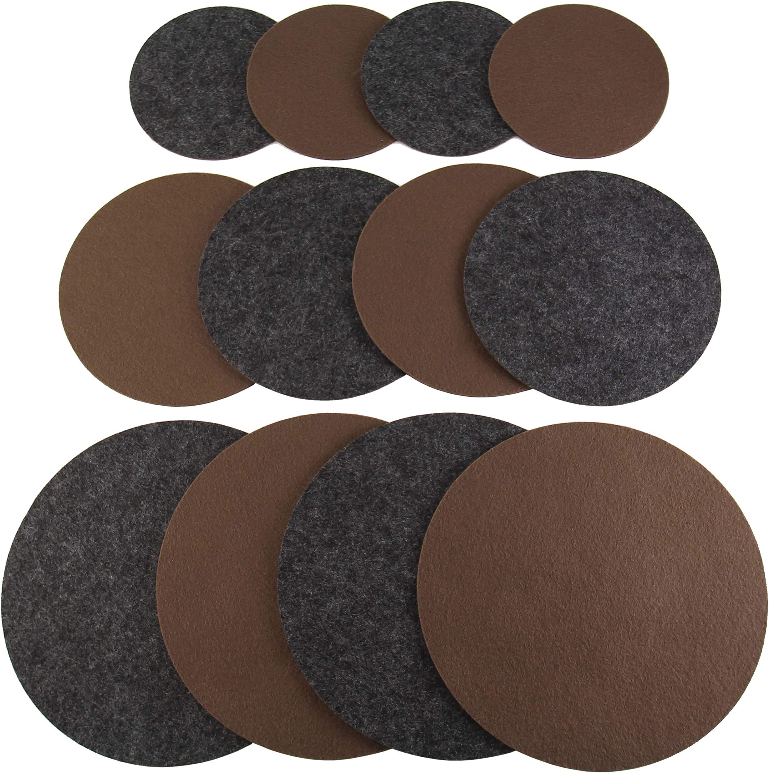 DrymatePlant Coaster Mat Reversible, Charcoal/Brown, (6”, 8”, 10”), (Set of 12), (4 of Each Size), Round/Fabric, Absorbent/Waterproof - Protects Surfaces, Contains Liquids (USA Made)