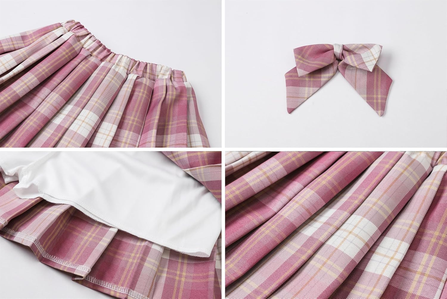 SANGTREE Girls' JK School Uniform Outfit Cute 2 Piece Set with Bow Tie Shirt and Pleated Skirt,4T-14Y