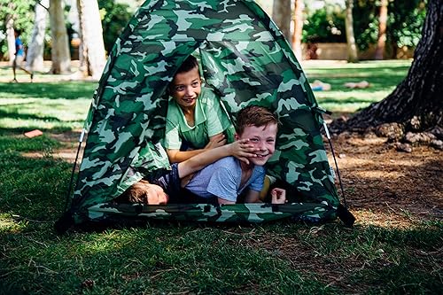 Miniatura 6 de Pacific Play Tents 23335 - Juego de tienda de campaña con cúpula de camuflaje verde para niños con saco de dormir y silla