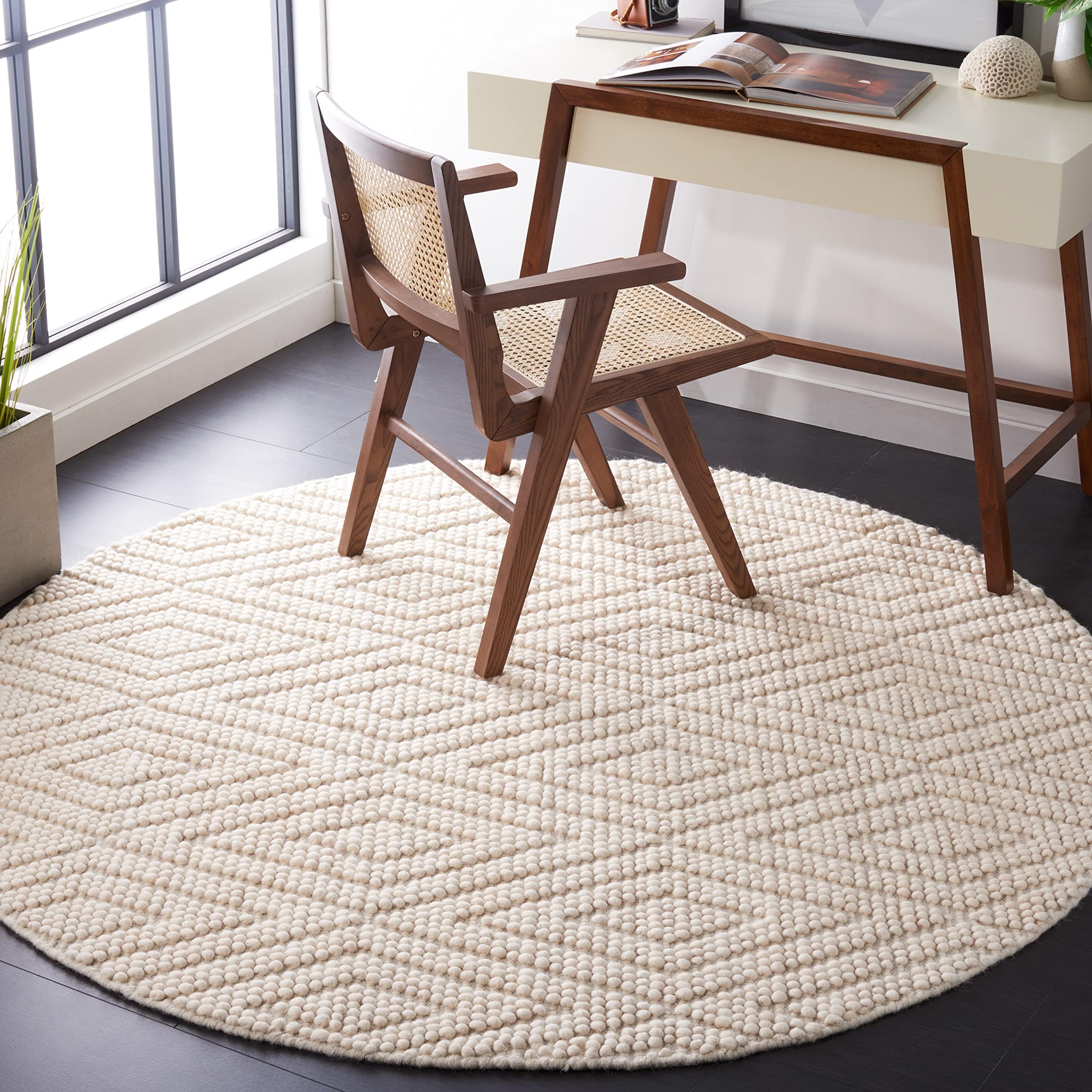 Amazon.com: SAFAVIEH Textural Collection Area Rug - 8' Round, Ivory ...