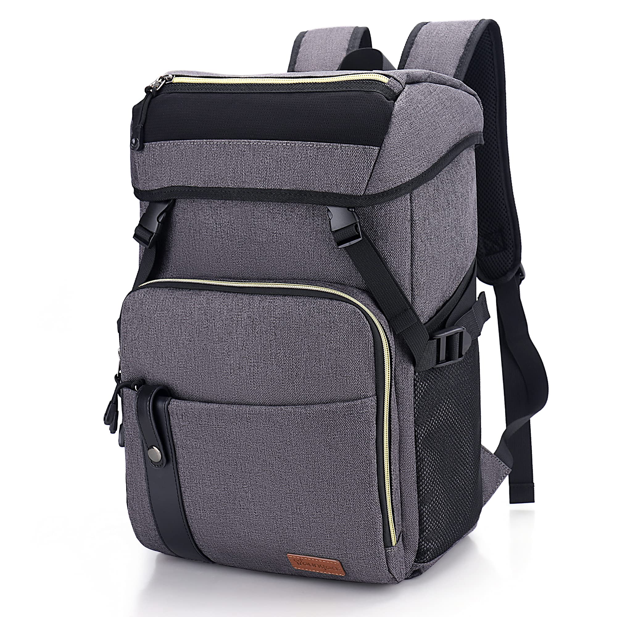 YOUNGOA Mochila Nevera Isotermica, Portatil, de Gran Capacidad, 30L, Bolsa Térmica, Impermeable para Familiares, Playa/Picnic/Camping/Barbacoa/Senderismo, Gris Oscuro