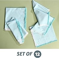 Vista 4 de Folkulture Juego de 12 servilletas de tela azul aciano Servilletas reutilizables de algodón con flecos Servilletas de mesa de tela lavable