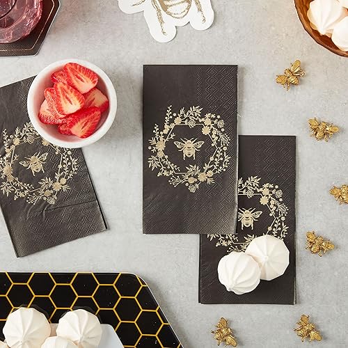 Miniatura 6 de C.R. Gibson Honeycomb Hive - Servilletas de papel dorado para invitados, 16 unidades (TW8-25361)