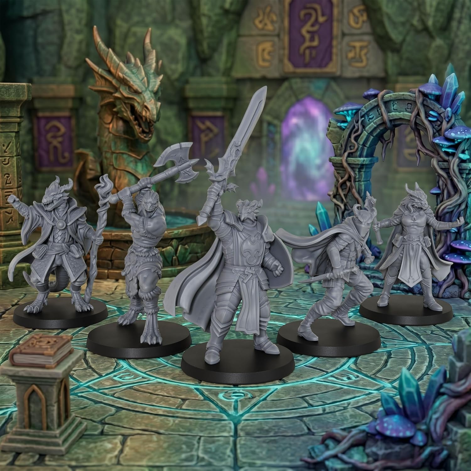 AUSPDICE Fantasy RPG Dragonborn Adventurer Set, 25mm DND Miniatures-AS1008 image 2