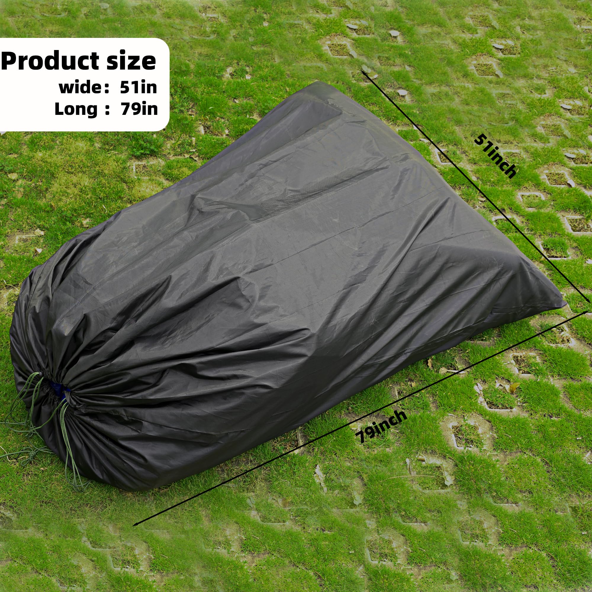 Sac de ramassage de feuilles pour tondeuses à gazon autoportées – Tissu Oxford 420D très résistant, sac à gazon extra épais pour tondeuse tracteur avec grand fond respirant (132,1 x 198,1 cm)