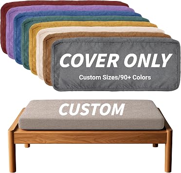 Royal Shade Custom Size Cushion Cover - Replaceable for Bench, Chair, Sofa, Indoor/Outdoor Furniture, Window Seat - Choose Colors/Fabrics Custom Sizes 6 Inch Thick