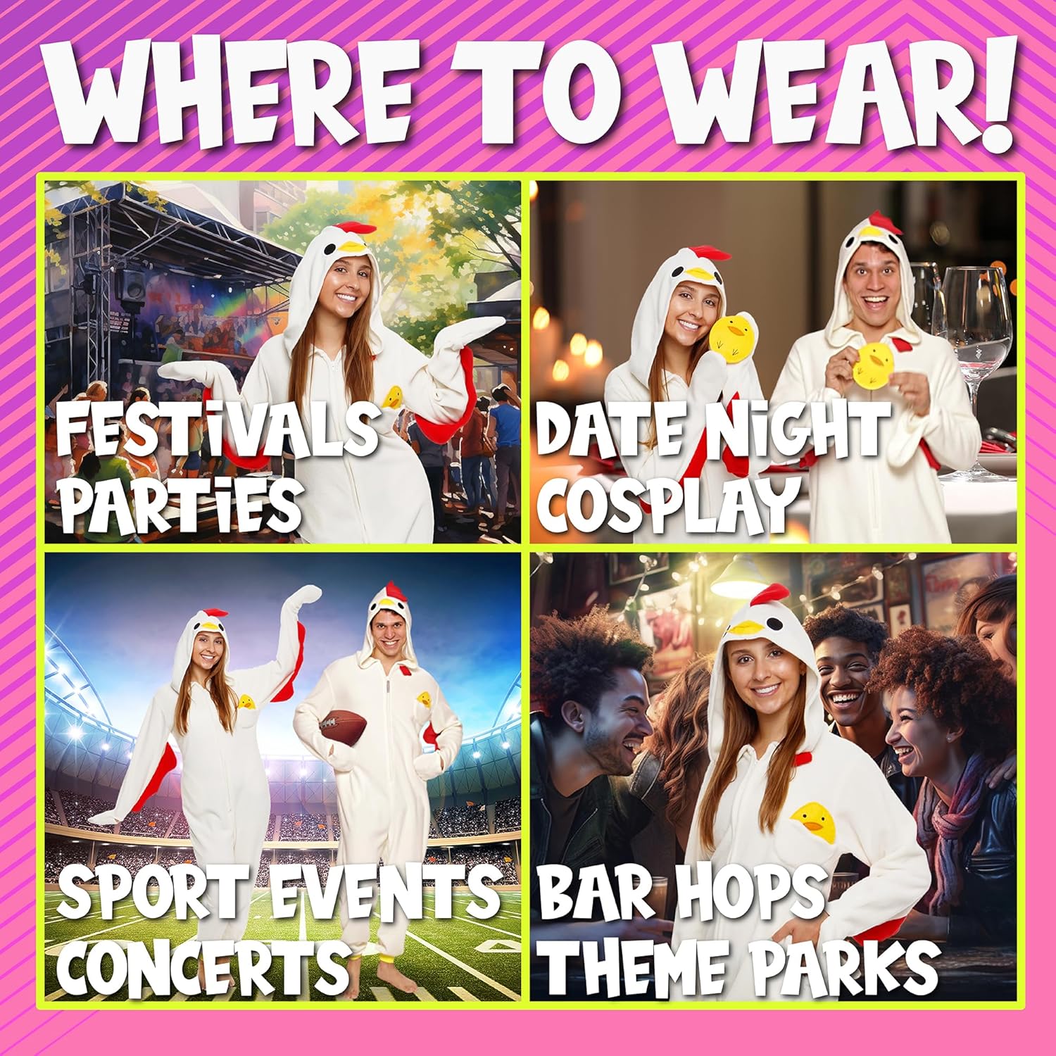 Funziez! Slim Fit Adult Onesie - Animal Costume - Plush Unisex Christmas One Piece Cosplay Suit for Women and Men - Image 4