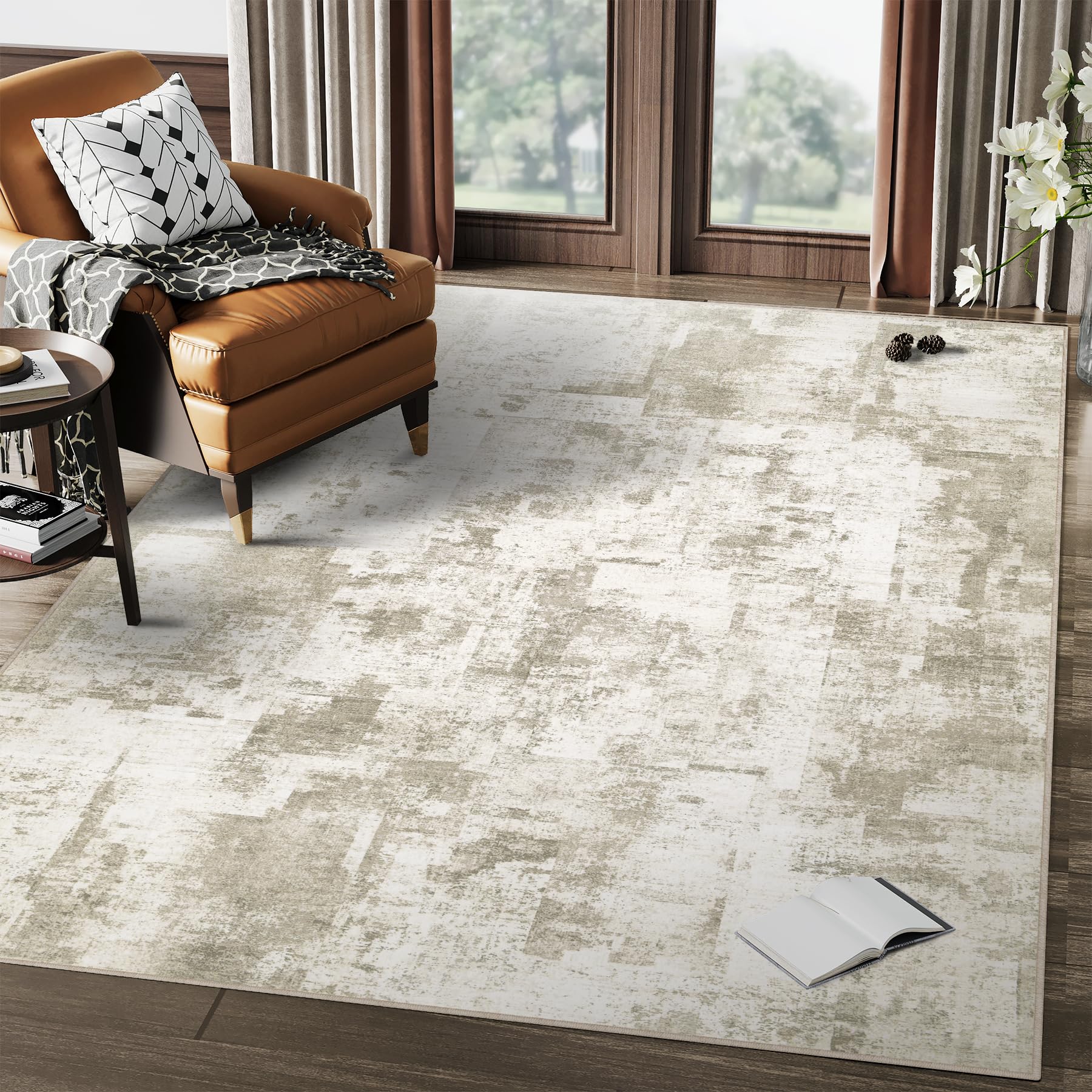 8x10 Area Rugs Washable Living Room Rug Abstract Large Carpet