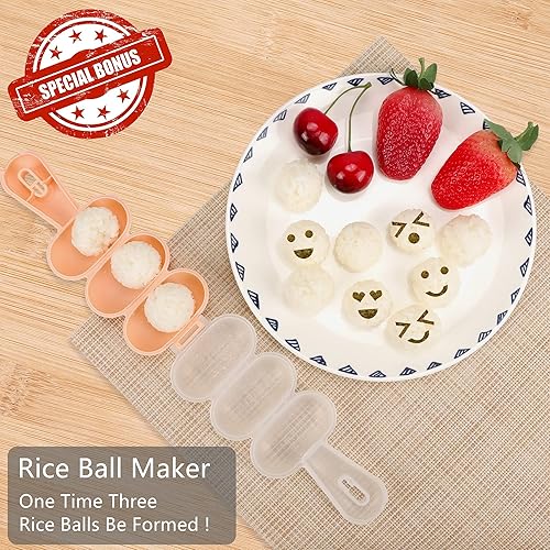 Miniatura 3 de FUNGYAND Juego de cortador de pan para sándwich, kit de accesorios para lonchera Bento 45 en 1, incluye cortador de frutas, palillos de comida para