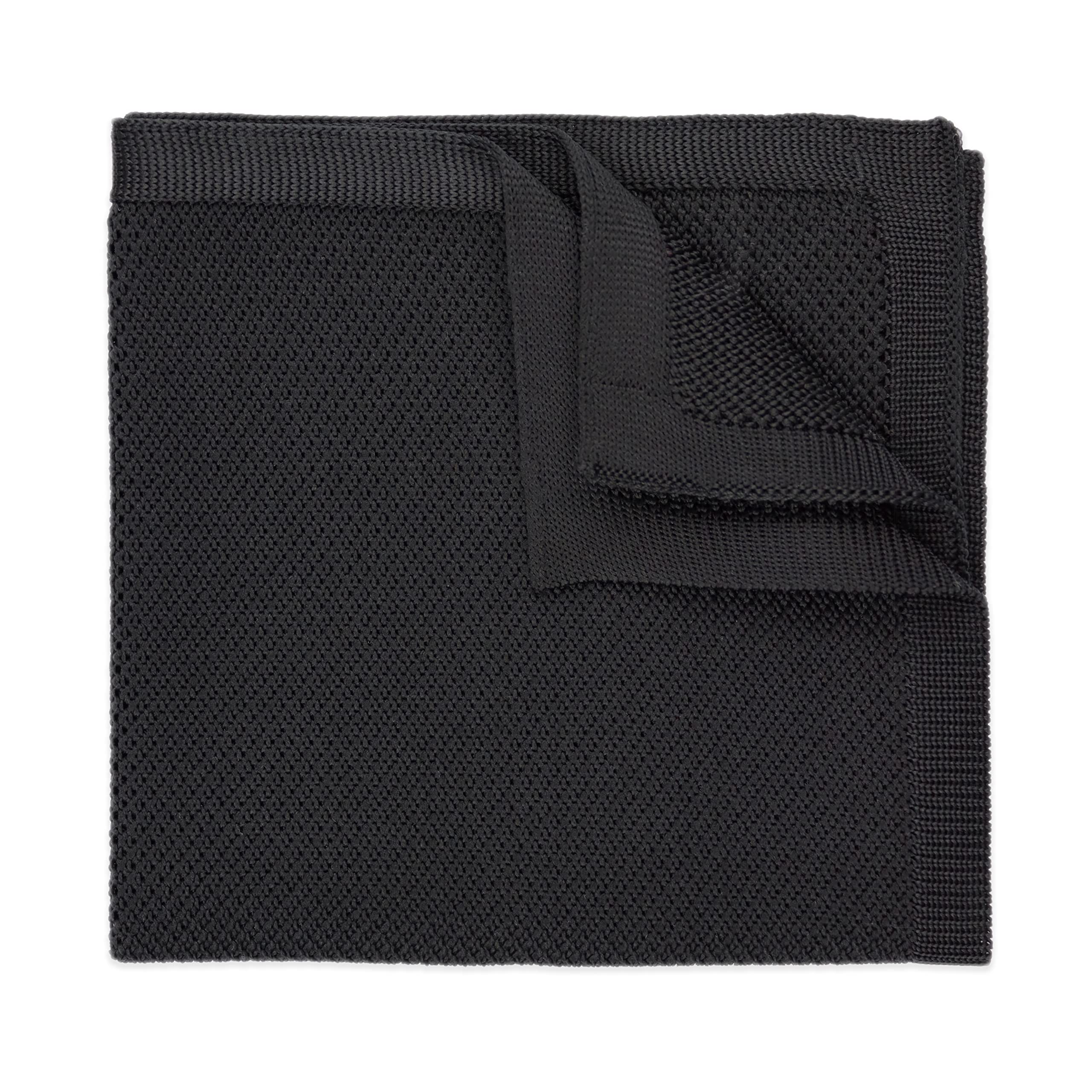 The Gents Lab Men's Black 100% Polyester Knitted Pocket Square (Black)