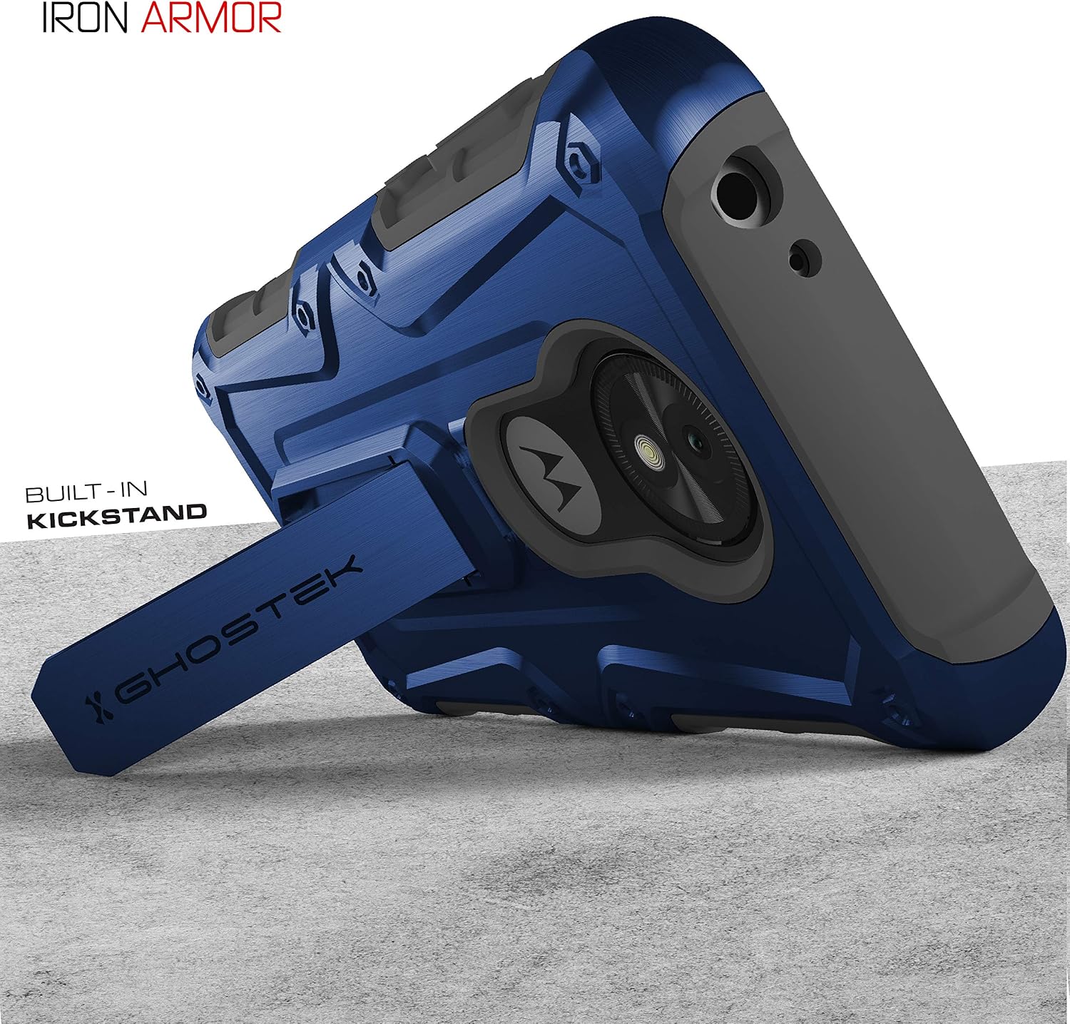 Ghostek Iron Armor Shockproof Case with Kickstand Designed for Motorola E5 Play/Moto E5 Cruise – Blue