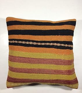 Kilim Cushion covers 45x45 cm Handmade Wool Pillow Cover 18"x18" Handwoven Turkish Kilim Cushion Bohemian Vintage Decorative Tribal Cushion Cover, code 719
