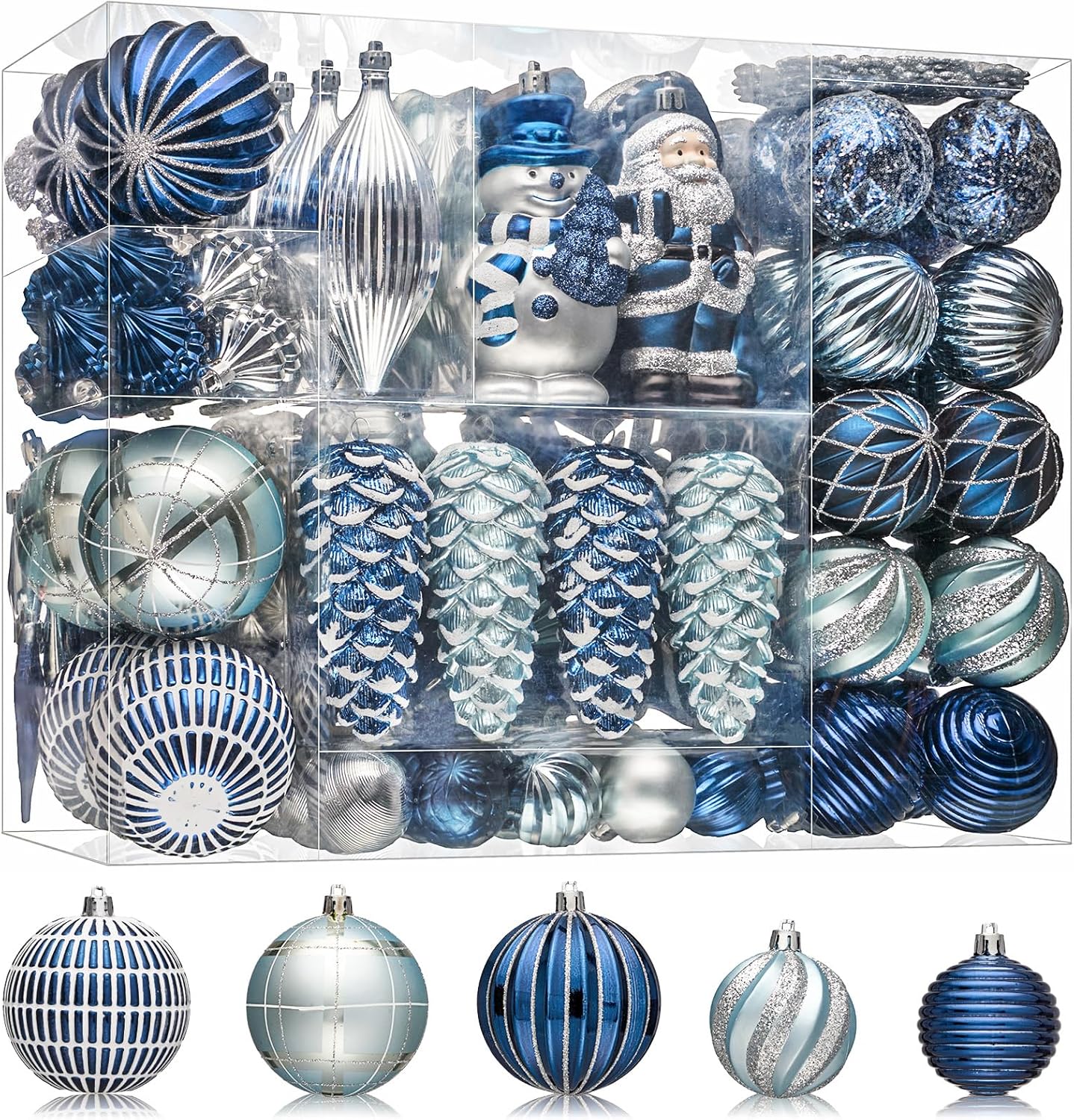 JORNOY 179PCS Christmas Tree Ornaments, Shatterproof Plastic Decorative Baubles for Xmas Tree Decor Home Party Christmas Decorations with Lanyard, Red & Green & Gold