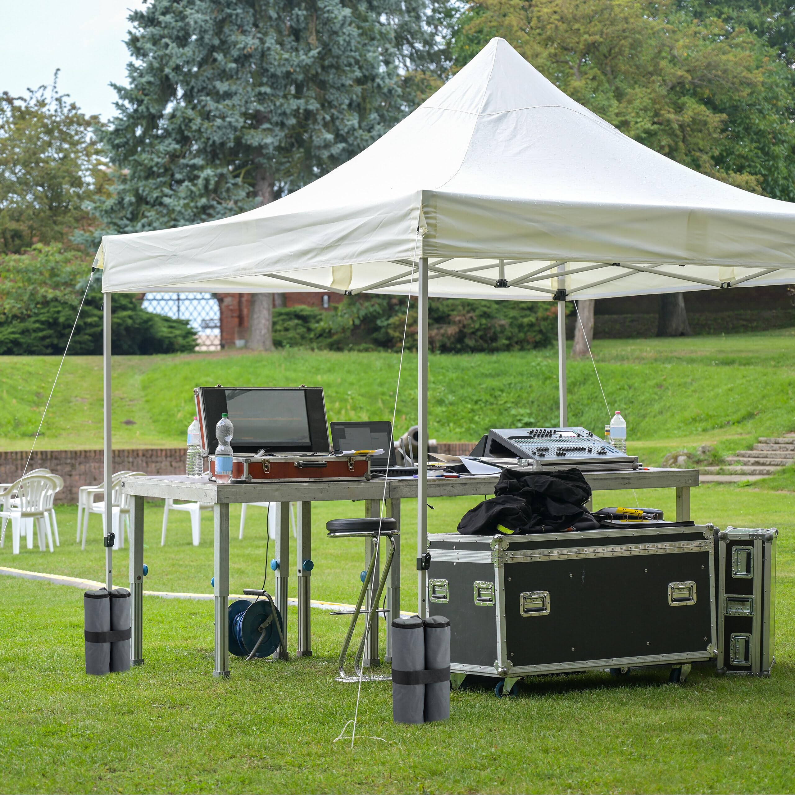 Relaxdays Peso per Gazebo, Set da 4, Sacchi in Tessuto Oxford da Riempire con Sabbia, Zavorre per Padiglione, Grigio