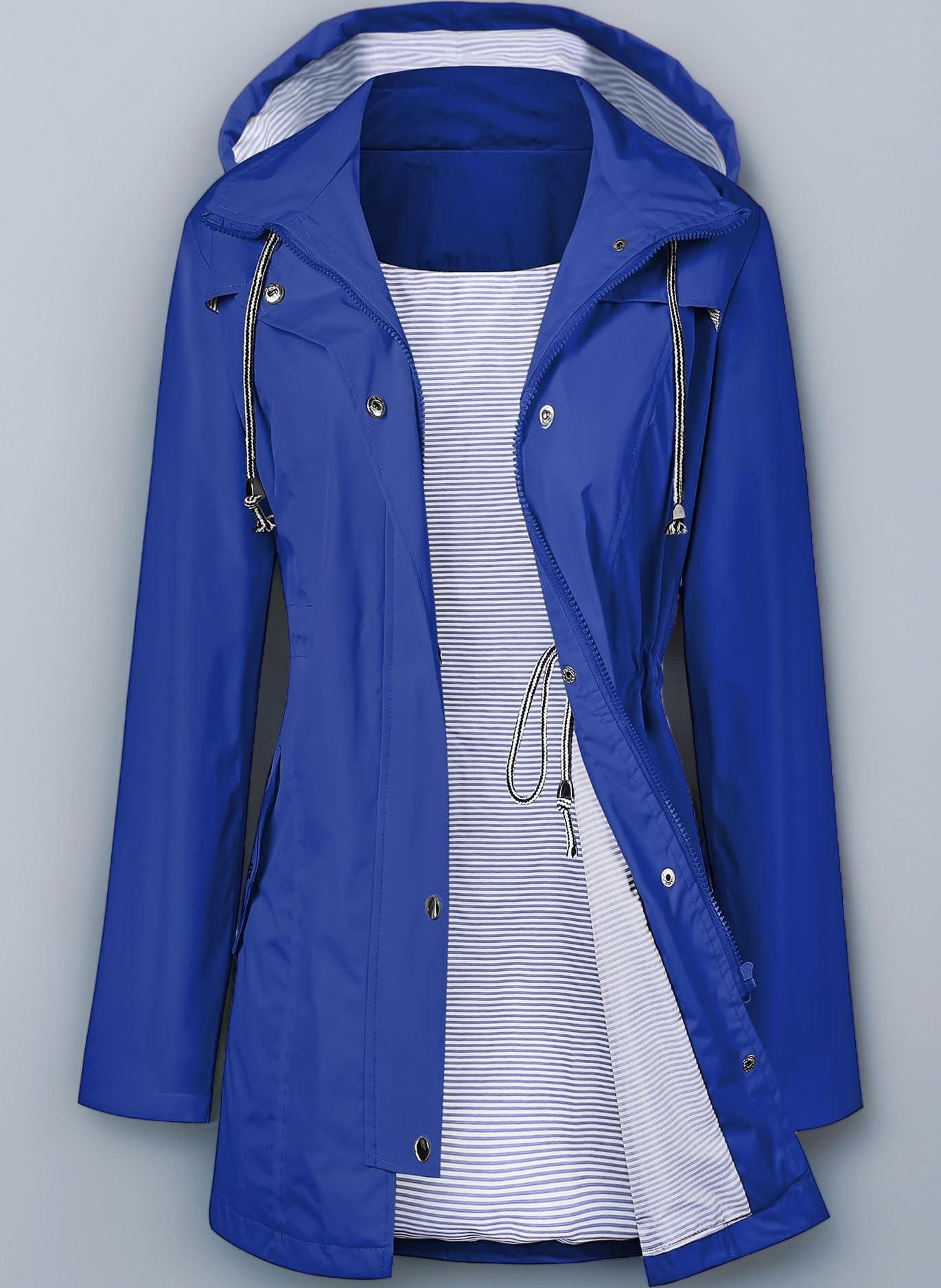 LOMON Raincoat Women Waterproof Long Hooded Trench Coats Lined Windbreaker Travel Jacket S-XXL