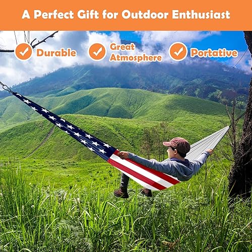 Miniatura 9 de Hamaca para acampar al aire libre, hamacas dobles e individuales con 2 correas para árboles, ligera y portátil, pero resistente, hamacas de nailon