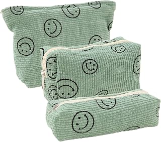 Cosmetic Bag with Zipper 3 Pieces Portable Toiletry Bag Makeup Bag, 3 Sizes Multifunction Makeup Bag Women, Small Tote Bag with Zipper, Cosmetic Bag Small (MSXL), green, MSXL, 1